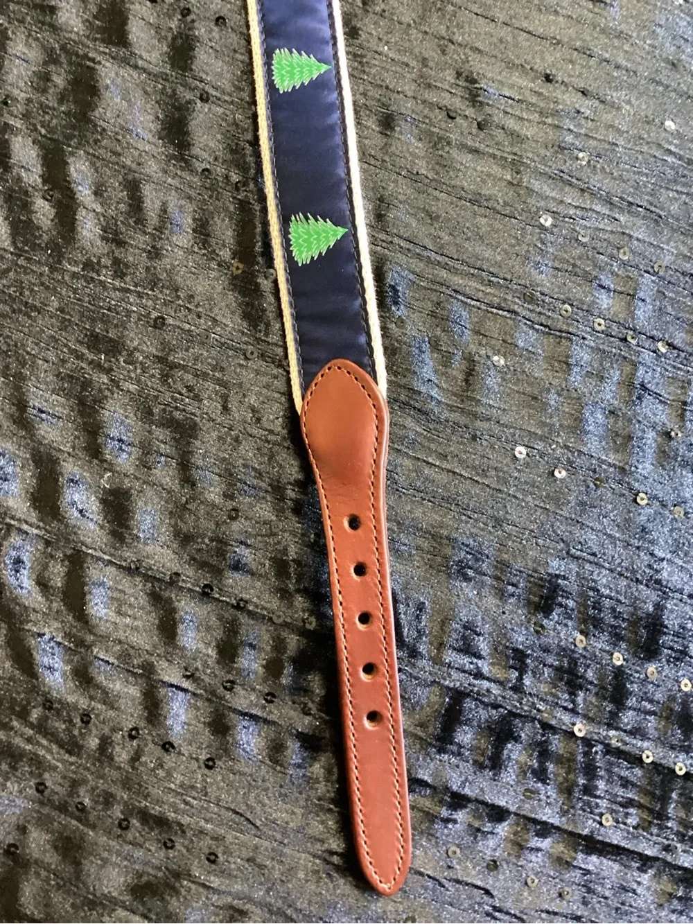 The Beaufort Bonnet Company Brown Leather Pine Tree Belt with Gold Buckle 24/60